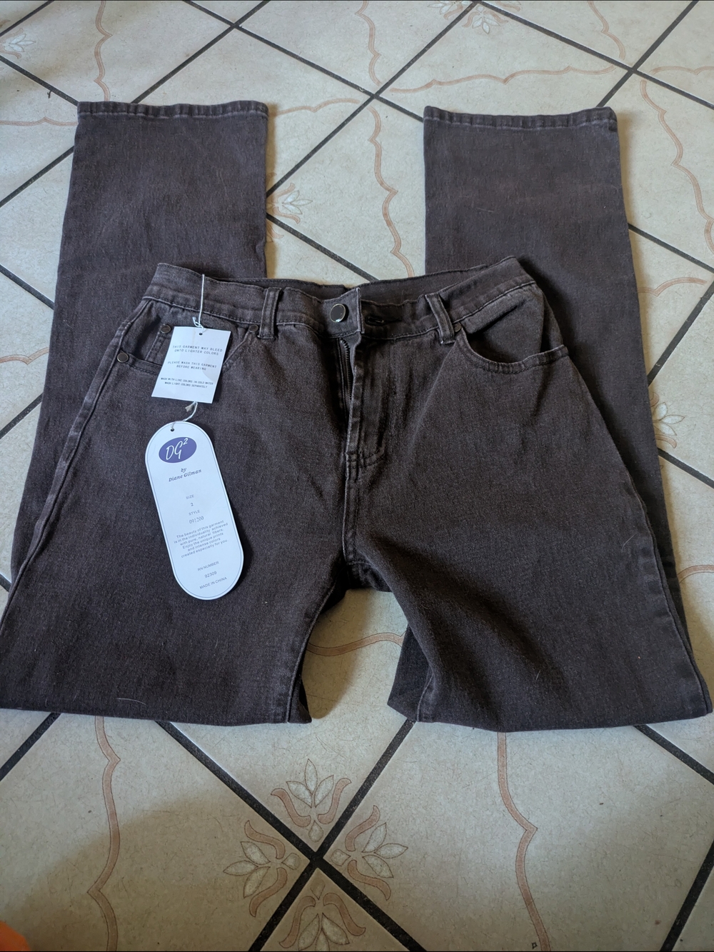 Dark Brown Straight-Leg Jeans with Tag